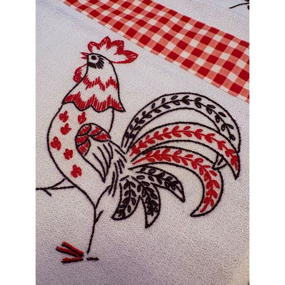 Vintage SET Red Black White Rooster Towel and Stand Mixer Cover - Picture 1 of 5